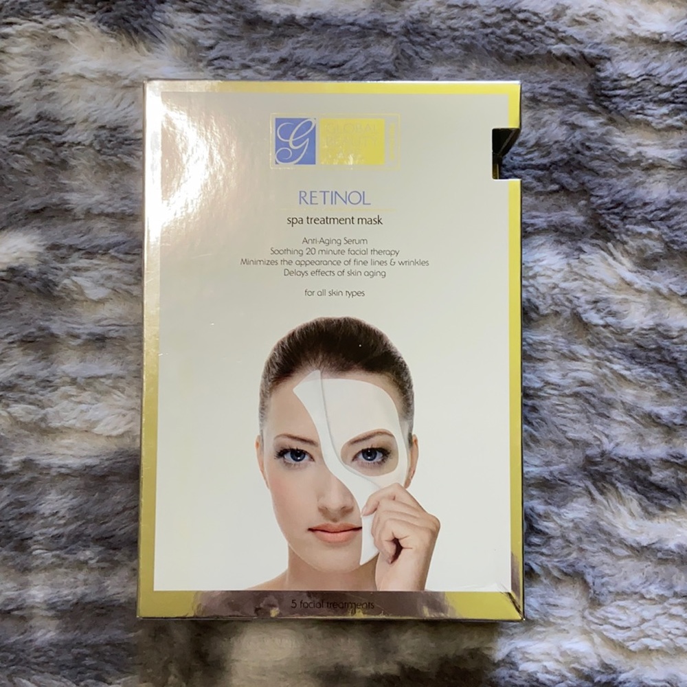 🌟NWT Global Beauty Care 5 Piece 20 Min Retinol Spa Treatment Facial Sheet Masks